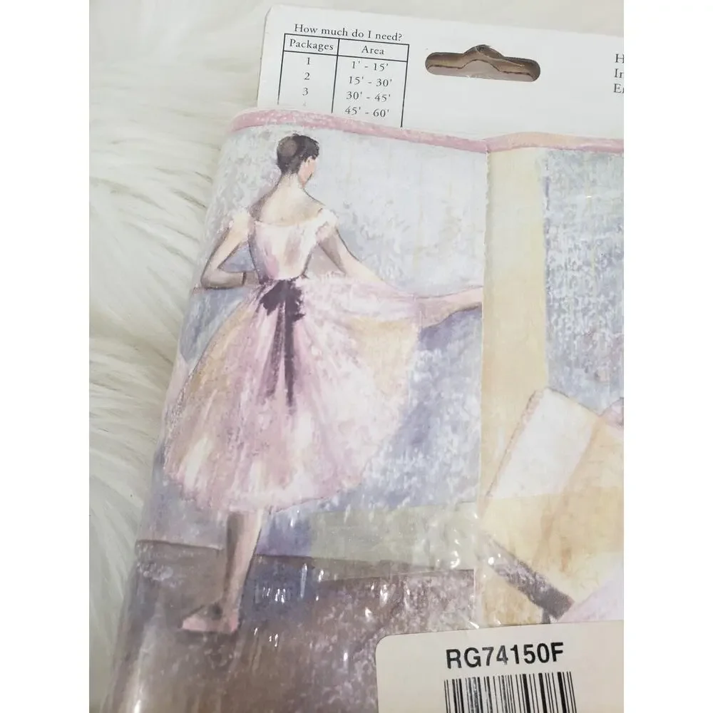 Home Trends Kids Wall Border Pink Ballerina Dancers Wallpaper Ballet Class Decor